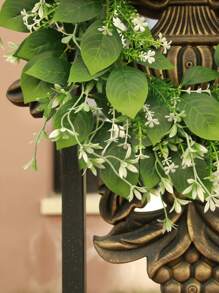 1pc Artificial Flower Wreath, Spring Green Floral Garland With Leaves, Home Decoration Wreath For Wall, Door, Gate - Fake Plant Wreath - Green - View 7