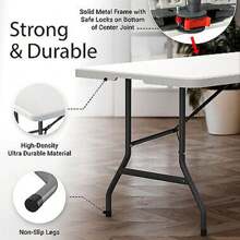 Used 6-Ft Plastic Folding Table - Ideal For Indoor/Outdoor Dining & Party Use - 1 - View 3