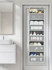 1-5-Tier Hanging Storage Organizer With 5 Large Pockets, Foldable Wall-Mounted Storage Rack For Closet, RV, Bathroom, Bedroom