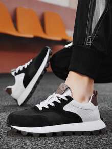 适合户外骑行和散步的男士时尚运动鞋 - 黑與白 - 查看 4