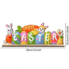 1 Set 2D Happy Easter Houten Tafelblad Decor Paashaas Houten Middelpunten Tafel Decor Gelaagde Schaal Decoraties Voor Boerderij Huis Lente Paas Thema Feest Decor