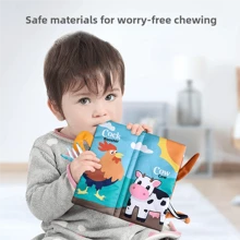 1 pieza Libro de cola de tela para el desarrollo de la inteligencia del bebé, libro de tela indestructible para bebés con papel arrugable, juguetes educativos para bebés y niños pequeños, adecuado para niños y niñas, regalo ideal para diversas festividades