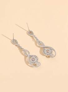 1 Pair Minimalist Luxury Statement Cubic Zirconia Bar Long Earrings, Suitable For Party And Daily Wear As Gift