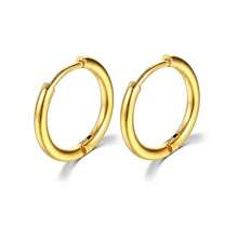2PCS 8mm/10mm/12mm/14mm/16mm/18mm Círculo Redondo Aço Inoxidável Pequenos Brincos de Argola Para Mulheres Homens Cartilagem Orelha Piercing Jóias