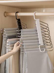 基本款多功能裤架，可折叠多层衣架，衣柜裤架，无痕夹魔术挂钩收纳架，家用不锈钢防滑裤架 - 彩色 - 查看 3