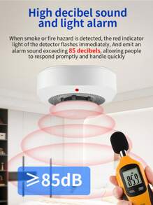 Smoke Detector, Hardwired Interconnected Smoke Detectors, Smoke Alarm With Replaceable 9V Battery, Fire Alarms Smoke Detectors, With Indicator Light,Photoelectric Fire Alarm With Test/Silence Button(Battery Not Include) - White - View 4