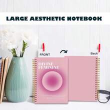 1pc Divine Feminine Hardcover Spiral Journal Notebook - Aesthetic Pink Gradient Aura Journal With 50 Lined Pages For Women, Spiritual Office Supplies -14*21cm/ 5.5x8.3in Spiral Notebook- 50 Sheets 100 Pages-A Diary With The Weekday Signs , Weather Signs,Memo No.And Date Signs