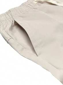 Hidkat Summer Lightweight Men's Cargo Capri Pants With Drawstring Waist, Large Pockets, Letter Patch, Fashion Casual Sportwear For Daily Wear & Outdoor Activities