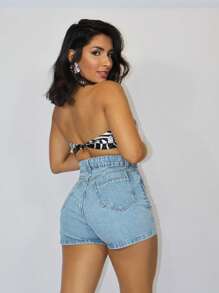 The Lemon 911 Women's Denim Shorts With Rips - 911# - View 2