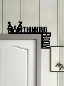 1pc Humorous Metal Toilet Door Sign - Wall-Mounted Bathroom Decor, Printed With "Thinking Space" - Surface Mounted Door Plaque, Suitable For Home, Bathroom, Toilet, Office. Bedroom Decor, Home Decor, Wall Decor - Black - View 5