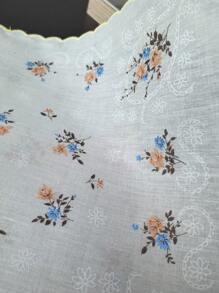 Thin Feel 11.6in Fabric Crescenta Women's Printed Handkerchief Retro 6pcs Back To School
