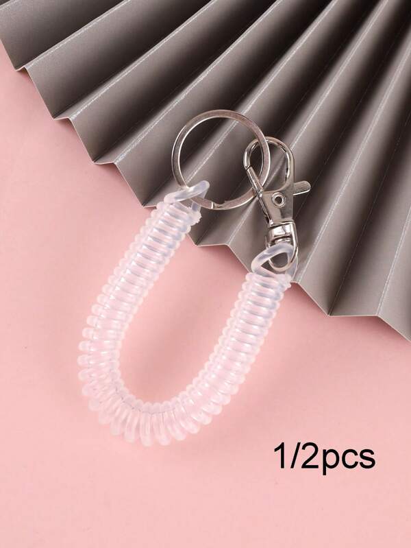 1/2pcs Retractable Metal Easy Hook Anti-Lost Device, Pull Cord Reel Key Chain Holder, Round Spring Clip,School Supplies,Back To School