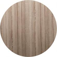 Round Table For Kitchen And Dining Room, Wooden Piece In Retro Industrial Design, White Metal Legs, Natural Walnut Finish (Chair Not Included)