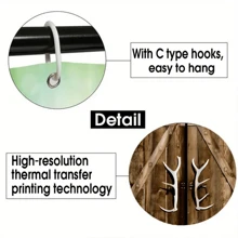 4pcs Wooden Door Antler Handle Shower Curtain Gift Modern Home Bathroom Decoration Curtain And Toilet Floor Mat 3pcs Set With 12 Shower Curtain Hooks Bathroom Accessories Back To School Fall Decor