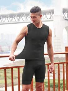 Qualicos 2Pcs Boyfriend Style Men's Cycling Sleeveless Base Layer, Quick-Dry Sport Vest For Running And Fitness