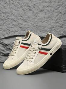 2025 新款男士休闲针织运动鞋，轻便透气一脚蹬通勤鞋，加大码 - 米色 - 查看 5