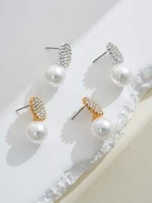 1 件独特设计珍珠和水晶向日葵耳钉，适合女性日常、婚礼、节日佩戴 - 太陽花珍珠耳環 - 查看 4