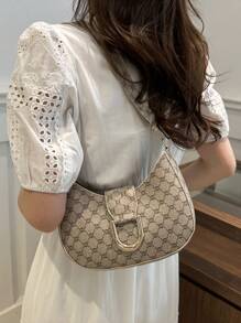 Mi Lightweight,Business Casual Small Zipper Hobo Bag Fashionable Black Metal Decor For Teen Girls Women College Students,Rookies & White-Collar Workers Perfect For Office,College,Work ,Business,Commute,Outdoors, Travel, Outings - Khaki - View 3