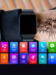 1 pieza Smartwatch con pantalla HD, con pantalla curva LED de alta definición a color, compatible con varios idiomas, función de llamada, función de notificación y batería de gran capacidad de 180mAh - Beis - Ver 6