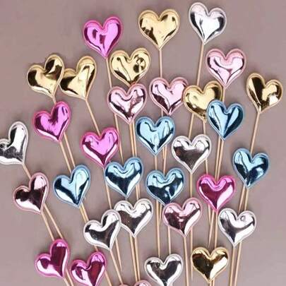 50/100 chiếc phụ kiện trang trí bánh cupcake hình trái tim lấp lánh, nhiều màu sắc, phù hợp cho đám cưới, kỷ niệm, sinh nhật, tiệc tùng, lễ đính hôn và tiệc cô dâu, trang trí bánh thanh lịch, tạo không khí ấm cúng, thiết kế hình trái tim, ngôi sao, vương miện, tai sáng tạo, kiểu dáng đa dạng cho các dịp khác nhau, vật dụng thiết yếu.