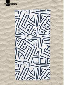 Printed Beach Towel - Black and White - View 2