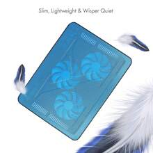 Almohadilla de enfriamiento para portátil de 15.6-17 pulgadas con 3 ventiladores, diseño delgado y portátil alimentado por USB, enfriamiento eficiente para portátiles con acabado azul elegante