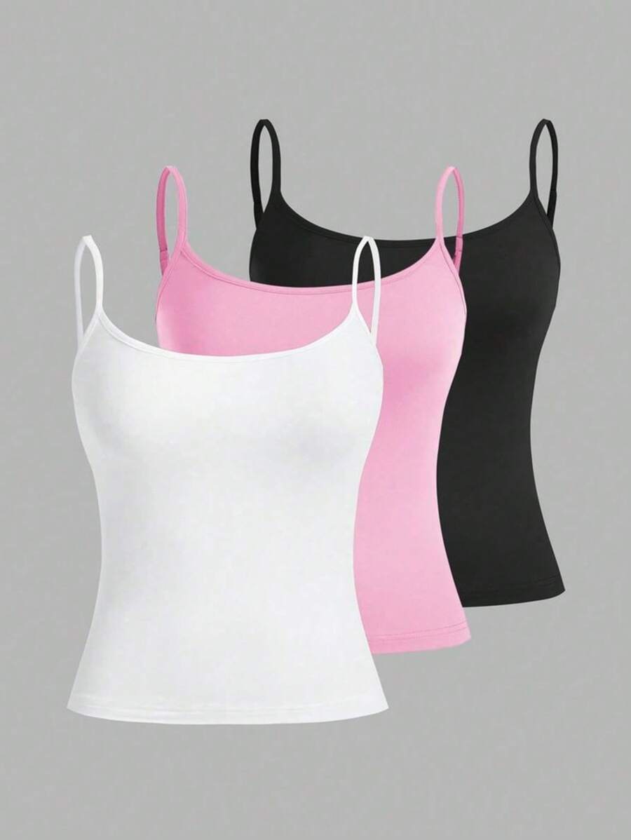 Kit 3 Aesthetic Moda Basic Strapless Tank Tops - Đen, Trắng và Hồng - Xem 1
