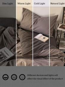 3 件套灰色拼布柔软舒适床上用品 - 深灰色 - 查看 5
