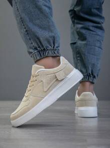 男士运动鞋、男士休闲鞋、时尚个性街头学生帅气鞋、系带男鞋、男士板鞋 - 米色 - 查看 6