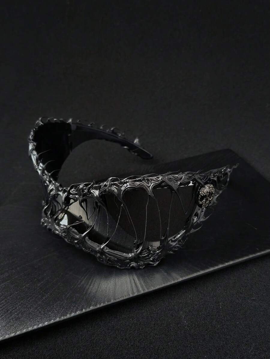 CASHEW FLOWER SKULL 1pc Oversized Skull & Toxic Liquid Drip Resin Mask, Costume Cosplay Ski Goggles, Asymmetrical Unisex Retro Bohemian Elegant Party Metal Decorative Glasses, Thick Vintage Gothic Style Accessories