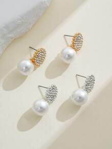 1 件独特设计珍珠和水晶向日葵耳钉，适合女性日常、婚礼、节日佩戴 - 太陽花珍珠耳環 - 查看 3