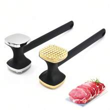 1PC Zinc Alloy Meat Tenderizer Double-Sided Meat Hammer, Steak Pork Chop Meat Hammer, Household Barbecue Marinated Meat Minced Meat Hammer Tendon Breaker, High Quality And Efficient, Multi-Functional Kitchen Tools