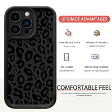 1pc Simple Black Leopard Print Shockproof Protective Phone Case, Compatible With IPhone, Compatible With Honor, Compatible With Redmi, Compatible With Galaxy S22, S21, S22, S23, S24, S25 Ultra, A55, A35 Waterproof Anti-Fall Scratch Resistant - Black - View 3