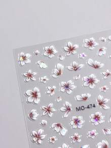 FULL BEAUTY 2片琥珀色花瓣图案棕色花朵美甲贴纸，适用于亚克力指甲，激光效果，带水钻，女士DIY美甲贴花