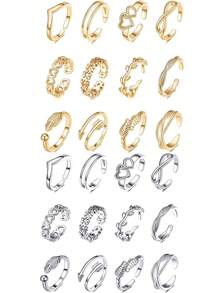 Fashionable And Elegant Metallic Gold Silver Adjustable Open Toe Ring Toe Ring Suitable For Summer Beach Tourism Women's Foot Jewelry - Multicolor - View 15