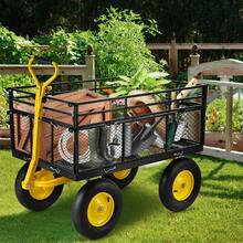 Steel Garden Cart, Heavy Duty 500 Lb Or 1200 Lb Or 900 Lb Or 1400 Lb Capacity, Removable Mesh Sides, Convertible To Flatbed, Utility Metal Cargo Truck With 180° Swivel Handle And 10" Tires Or With 2-In-1 Handle And 13" Tires Or With 2-In-1 Handle And 15" Tires, Great For Garden, Farm, Yard - 1400 Lb Capacity With 2-in-1 Handle and 15" Tire - View 9