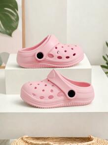 女童可愛卡通透氣打孔鞋，適用室內外、浴室、沙灘、游泳池，四季皆宜 - 粉色 - 查看 2
