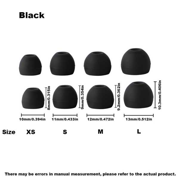 HUAK HUAK 4Pairs Universal Earplug Ear Tip L M S XS , Compatible With Earphones, Earbuds, Size Between 4-6mm