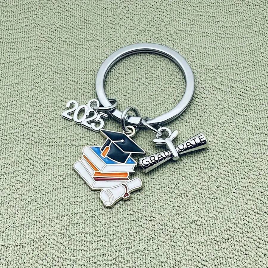 1pc Cute Enamel Doctor Hat Key Chain, 2025 Men's Graduation Ceremony Accessory, Commemorative Gift Backpack For School - Multicolor - View 1