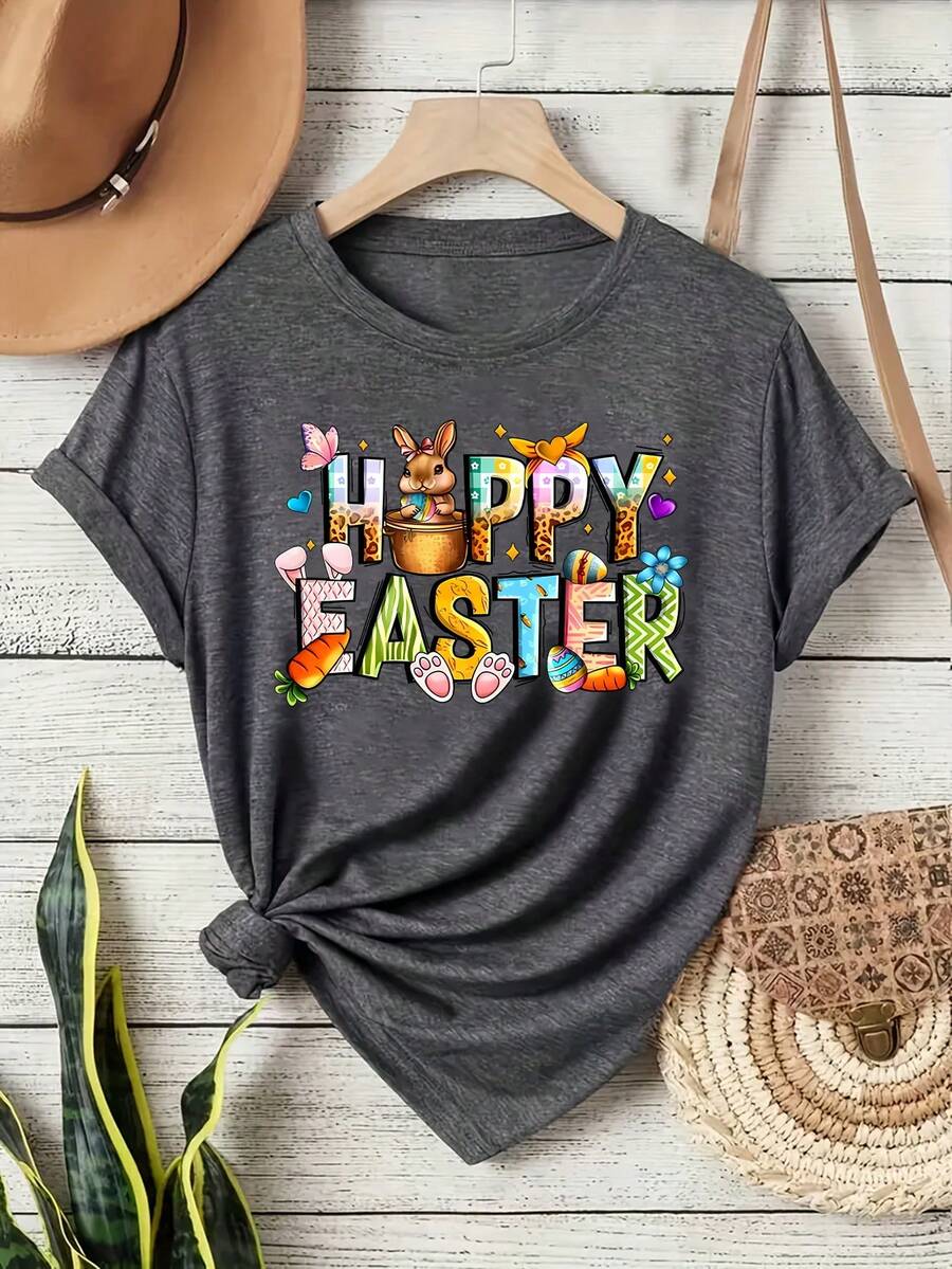 女士休闲短袖圆领 T 恤