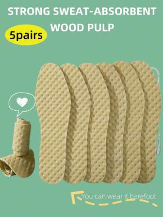 5双一次性鞋垫天然木浆鞋垫男女款薄款透气吸汗柔软舒适鞋垫