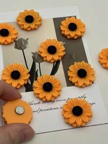 8 peças/conjunto de ímãs de geladeira com padrão de girassol 3D fofos - ímãs decorativos adequados para escritório, cozinha, quadro branco, armário de armazenamento, máquina de lavar louça, decoração de casa, presente de dia dos namorados