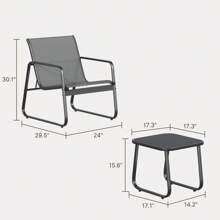 Asofer 3-Piece Outdoor Muebles Set With Sofa-Style Chairs & Glass Top Table, Patio Chairs Set Of 2,Modern Outdoor Decor Patio Furniture For Camping - All-Weather Conversation Set For Backyard, Pool, Garden And Balcony - 灰色 - 查看 3