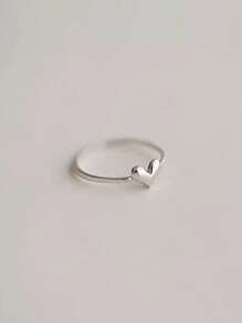 1 pieza Anillo con forma de corazón de plata de ley 925 minimalista y hermoso, adecuado como regalo de aniversario/Día de San Valentín para mujer/dama - Ver 3