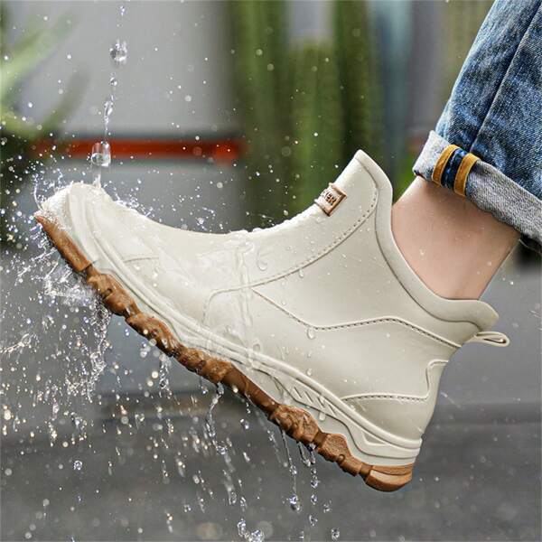 Men's Mid-Calf Rain Boots, Chef Shoes, Waterproof Anti-Slip And Wear-Resistant, Comfortable, Spring
