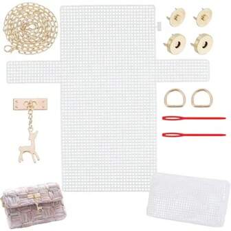 6Pcs/Set Auxiliary Weaving Plastic Mesh Kit DIY Bag Accessories Weaving Helper White Net Cover For Plastic Handbag Bag Handmade Mother's Day Gift, Handicraft Bag Making Tool Kit