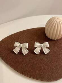 1 Pair Fashionable Lovely Chic Bowknot Design Earrings, Versatile High-End Elegant Ear Studs For Women