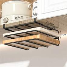 Stainless Steel Kitchen Hanging Organizer Rack With Hooks Paper Towel Dishcloth Hanging Rack Cutting Board Pot Cover Storage Shelf
