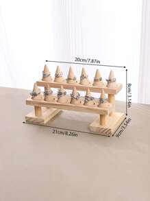 1 件木制多层阶梯环展示架，创意锥形珠宝架，大容量配件收纳架