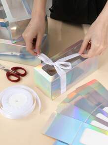 10 stuks papieren geschenkverpakkingsdoos met lint, laserzilveren ontwerp displaydoos met PVC helder venster, verjaardag bruiloft evenement feest geschenkdoos, bruiloft banket verpakking geschenkdoos, bruiloft decoratie, bruidsdouche, bruiloft verjaardag bruidsmeisjes tassen, feestgunst, geschenkverpakking